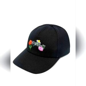 Off-White Black Floral Embroidered Baseball Cap